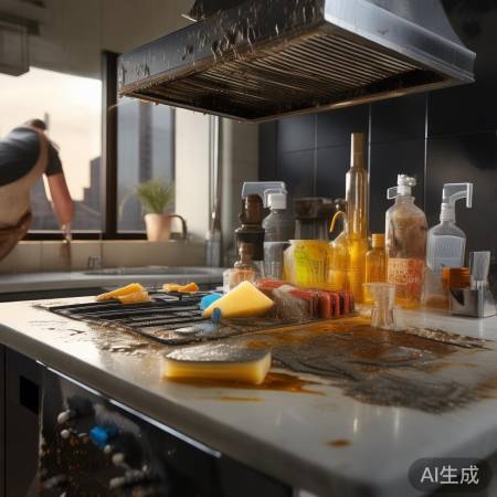 厨房油烟机油垢堆积