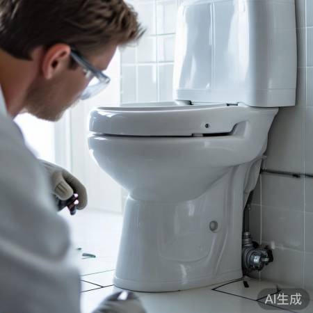 固定马桶,拧紧螺丝。